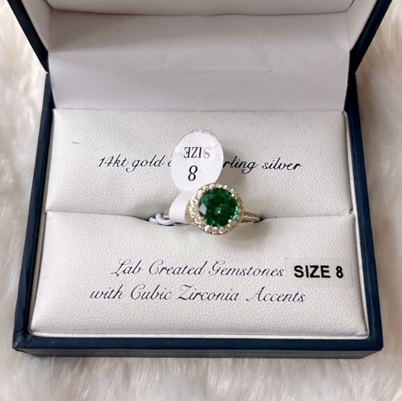 NIB Sterling Silver Olivia and Jackson green gemstone and cz Size 8 Ring - Picture 6 of 6